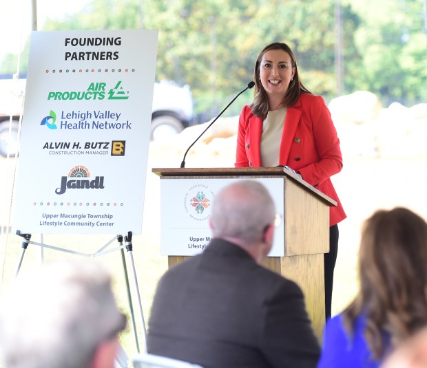 Laura McHugh speaks during a groundbreaking ceremony Thursday, Sept.12, 2024,...