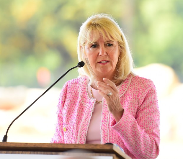 Anne Baum speaks during a groundbreaking ceremony Thursday, Sept.12, 2024,...