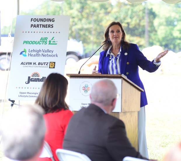 Laurie Hackett speaks during a groundbreaking ceremony Thursday, Sept.12, 2024,...