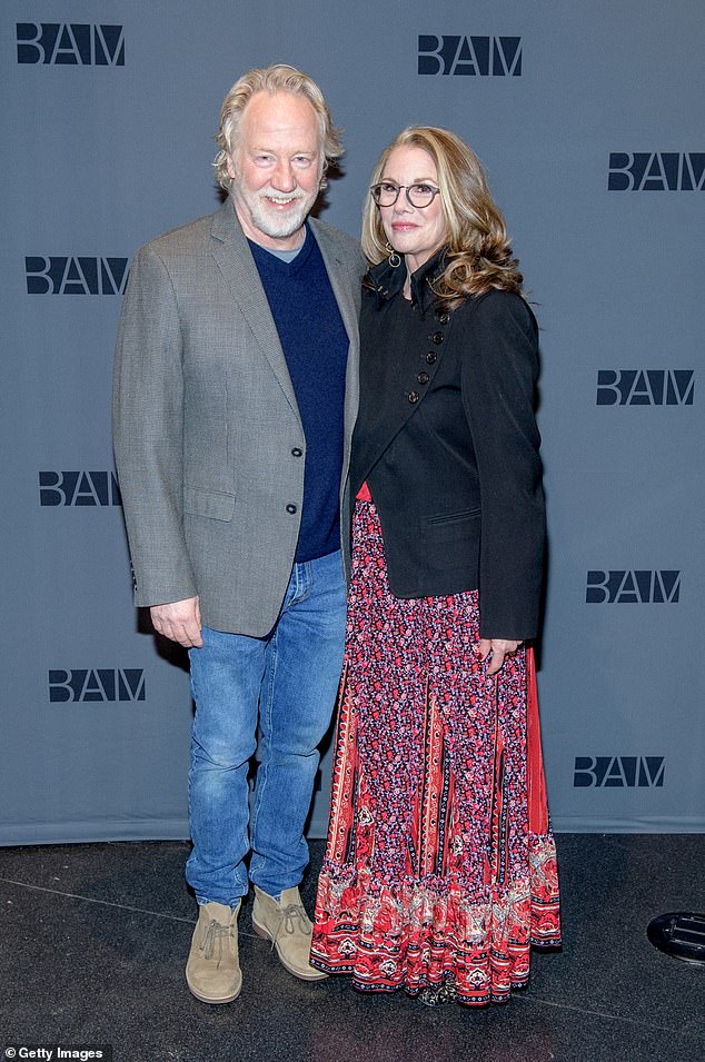 Gilbert lives on a 14-acre farm with husband Timothy Busfield, shown in January 2020 in New York City
