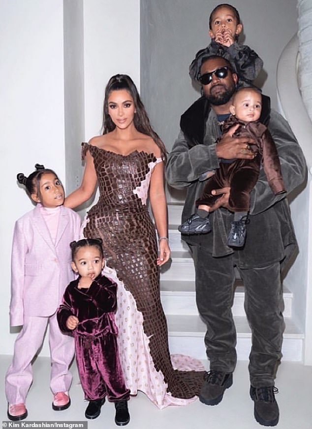 Kim and Kanye, who married in Florence in 2014, are co-parenting four children - North, 11, Saint, eight, Chicago, six, and Psalm, five (pictured in 2019)