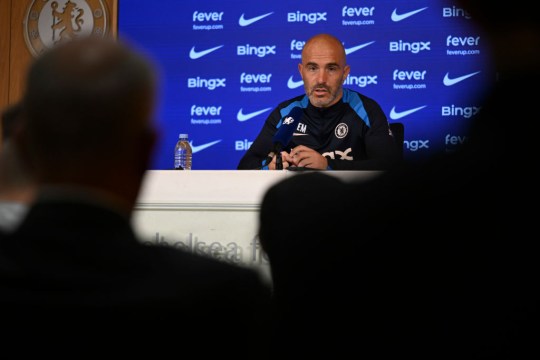 Chelsea manager Enzo Maresca speaking at a press conference 