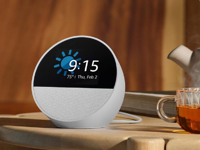 The Amazon Echo Spot 2024 on a table.