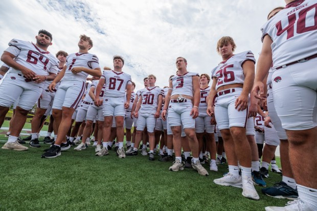 Virginia Beach's Ethan Mapstone, No. 26, and other members of the Roanoke College football team will open their season Sunday.