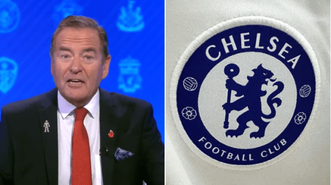 Jeff Stelling and the Chelsea badge