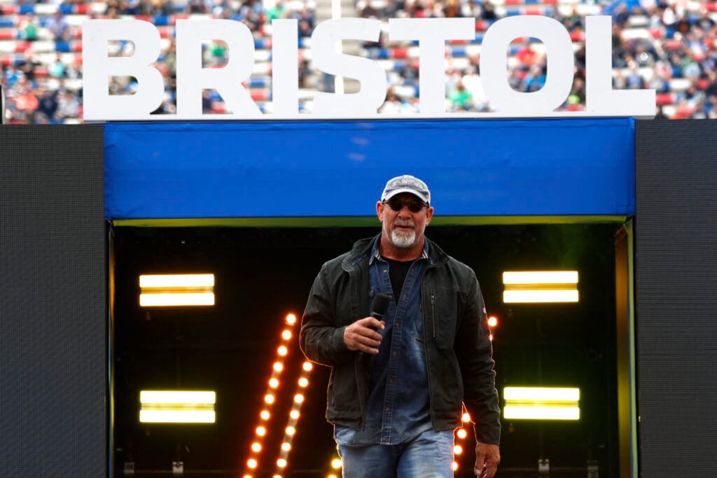 WWE Super star Bill Goldberg prior to the running of the NASCAR Cup Series Food City 500 on March 17, 2024 at Bristol Motor Speedway in Bristol, TN.