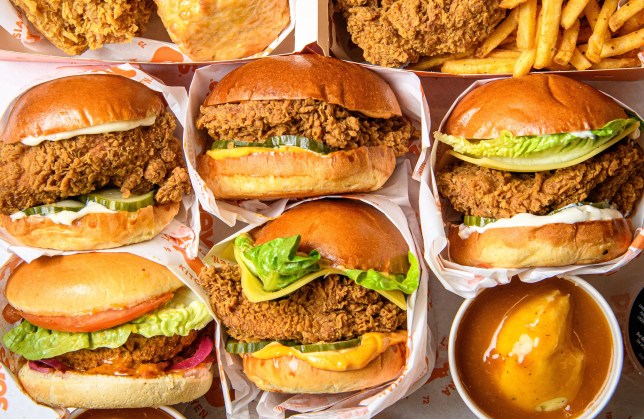 Chicken sandwiches and fries from Popeyes.