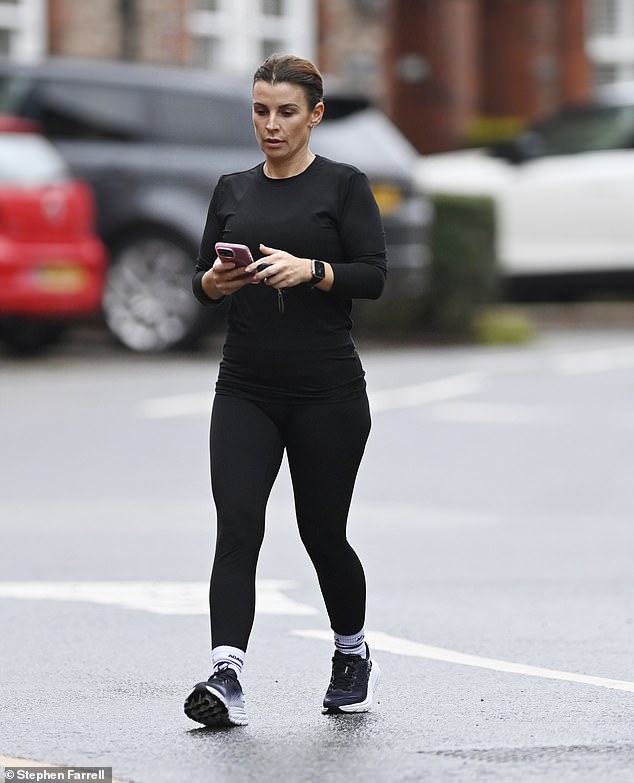 Coleen (pictured this week) has remained at their Cheshire mansion because their four children are in school and their eldest Kai is in the Man United academy. One report has claimed she is worried that her husband has not been looking after himself