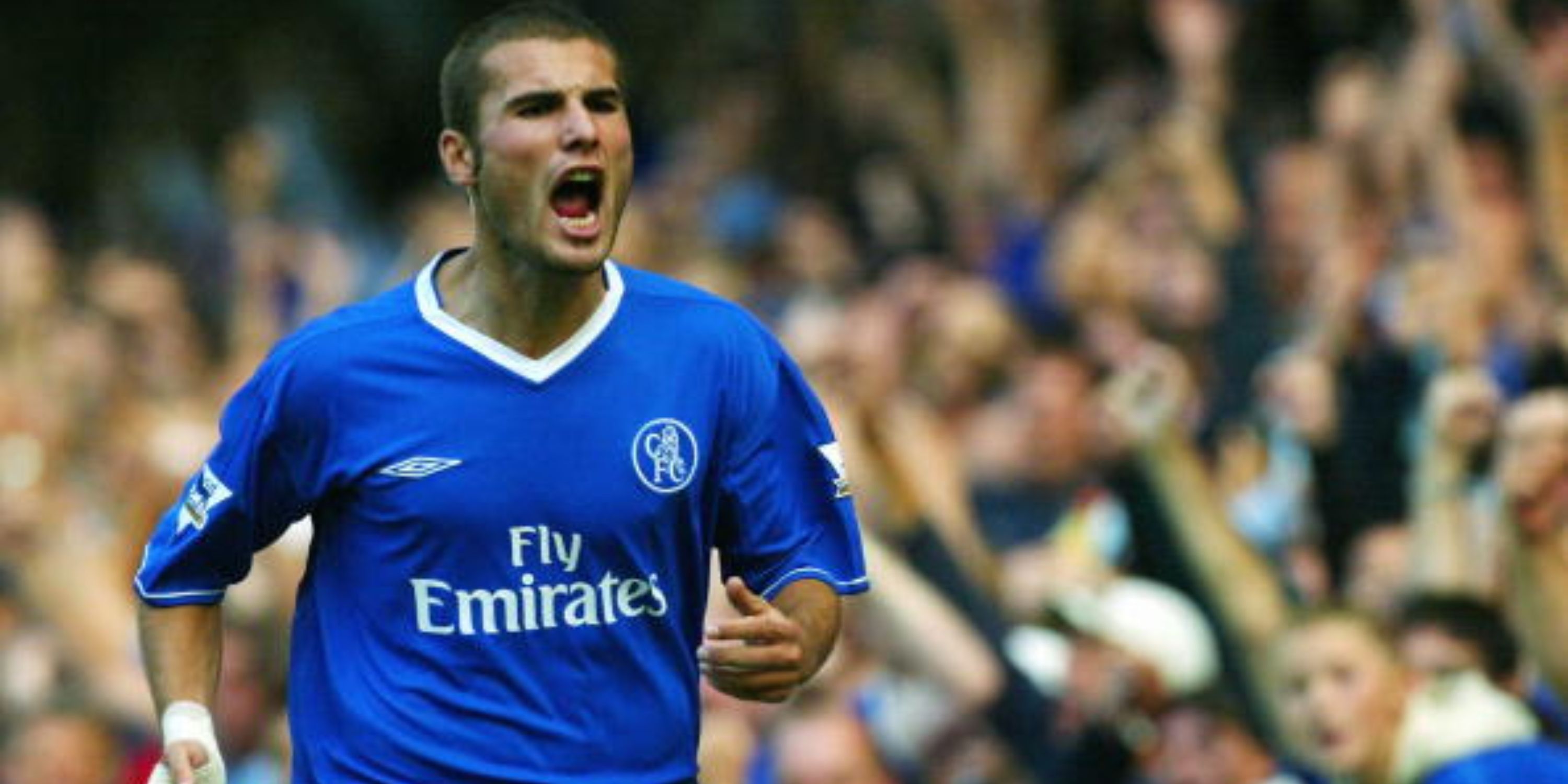 Adrian Mutu celebrates for Chelsea
