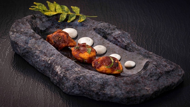 Stir Fried Chicken, Buttermilk Mousse, Curry Leaf Tempura