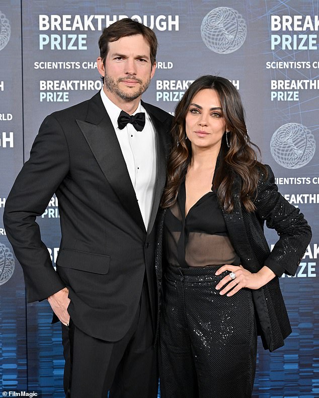 The actress, 41, shares daughter Wyatt Isabelle, 10, and son Dimitri Portwood, seven, with actor Ashton Kutcher, 46 (pictured in April)