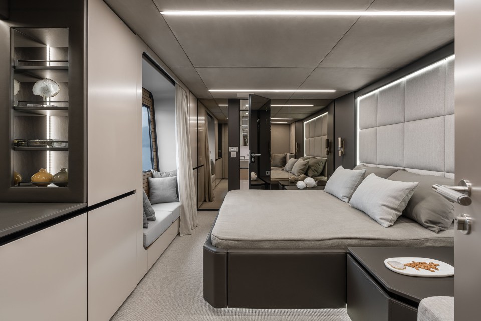 There are four guest cabins on board Nadal's customised 80 Sunreef Power catamaran