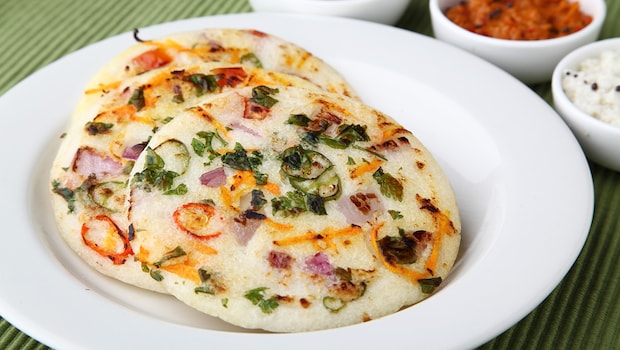 Uttapam is a popular breakfast option. 