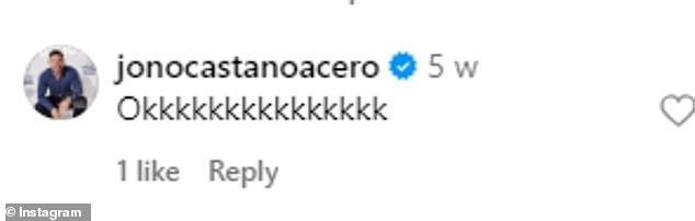 The Acero Gym owner commented: 'Okkkkkkkkkkkkkkk'