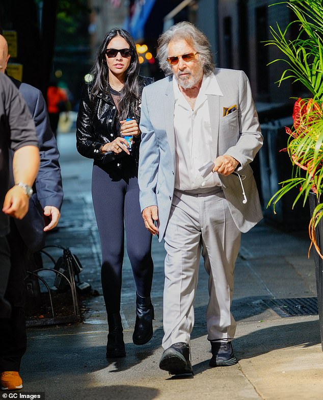 She previously was in a relationship with Hollywood star Al Pacino , 84, and shares one-year-old son Roman with him (picture together last August)