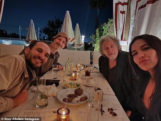 On Tuesday, Noor shared a string of snaps promoting the film on Instagram, including from a meal out with Al, Jeremy Strong, and Ali
