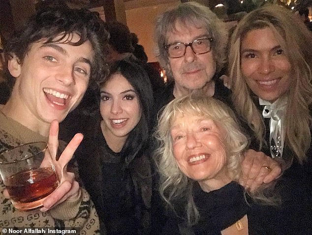 And other photos see her posing with a number of her A-list pals, including Timothée Chalamet (pictured on left) and Kelly Rutherford