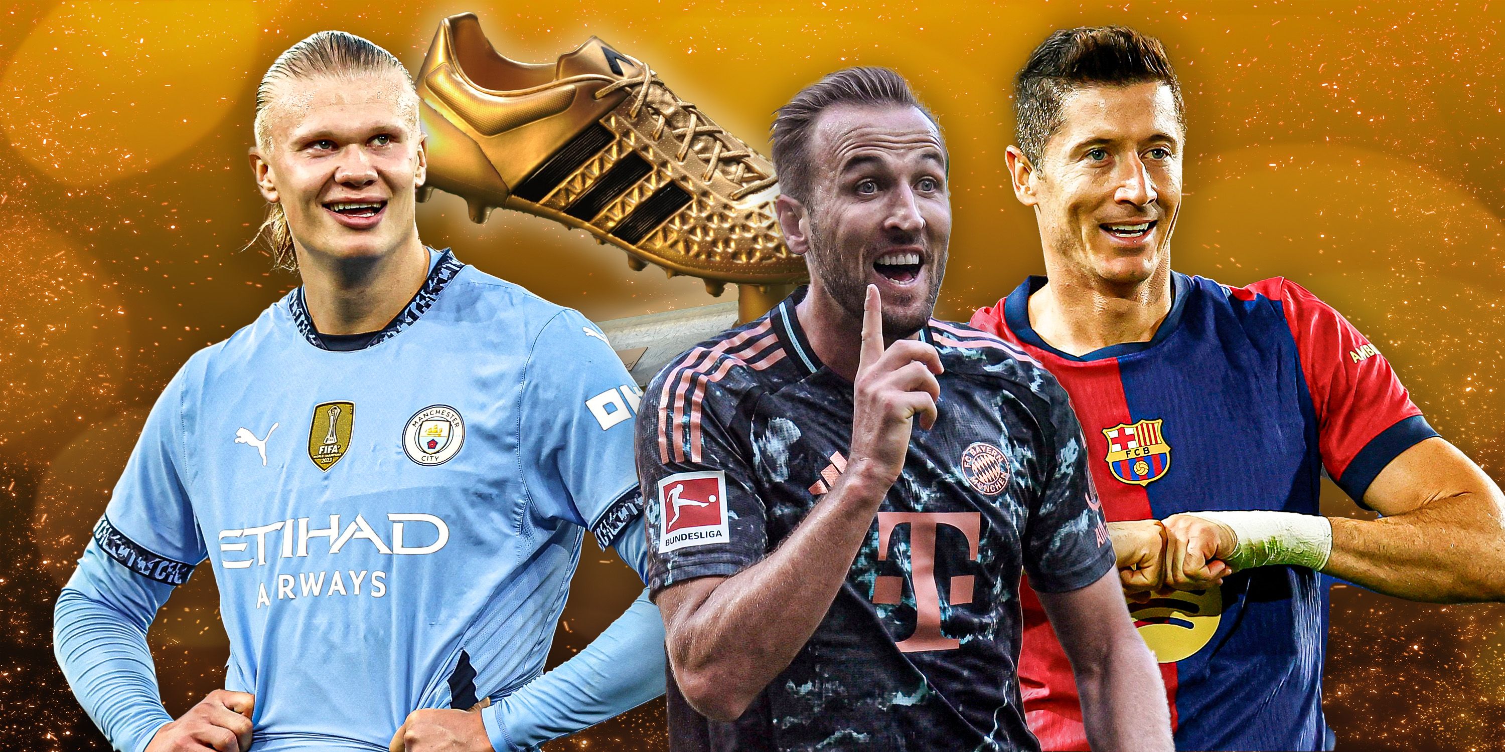 Haaland, Kane and Lewandowski in front of the European Golden Shoe