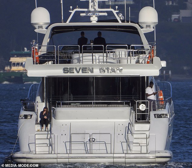 The rapper and his genetically blessed guests partied on the Seven Star super-yacht. Pictured