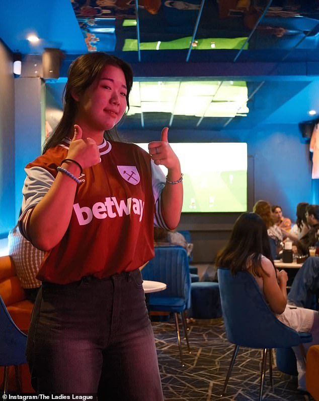 Some Aussies have objected to the bar only showing female sports on its TVs (pictured, a staffer at the Ladies League)