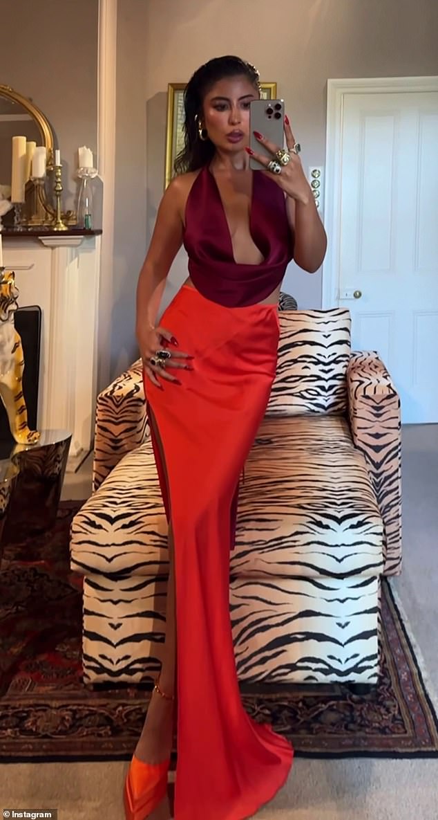In one post, shared on October 11, the designer flaunted her own pieces from her brand ¿ wearing a $290 burgundy blouse and $389 orange skirt