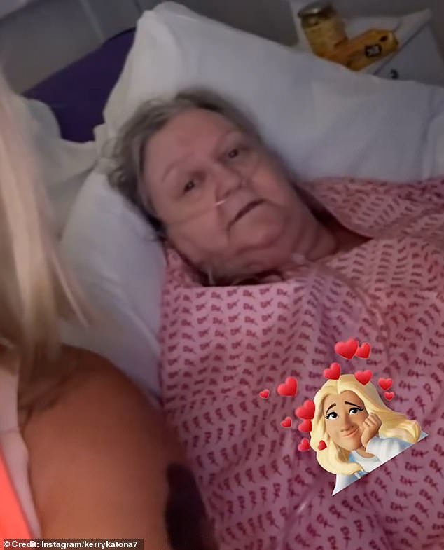 Filming a clip for social media, her mum said: 'well after everything they told me and me being really really poorly, I died nearly twice, I have broke me back