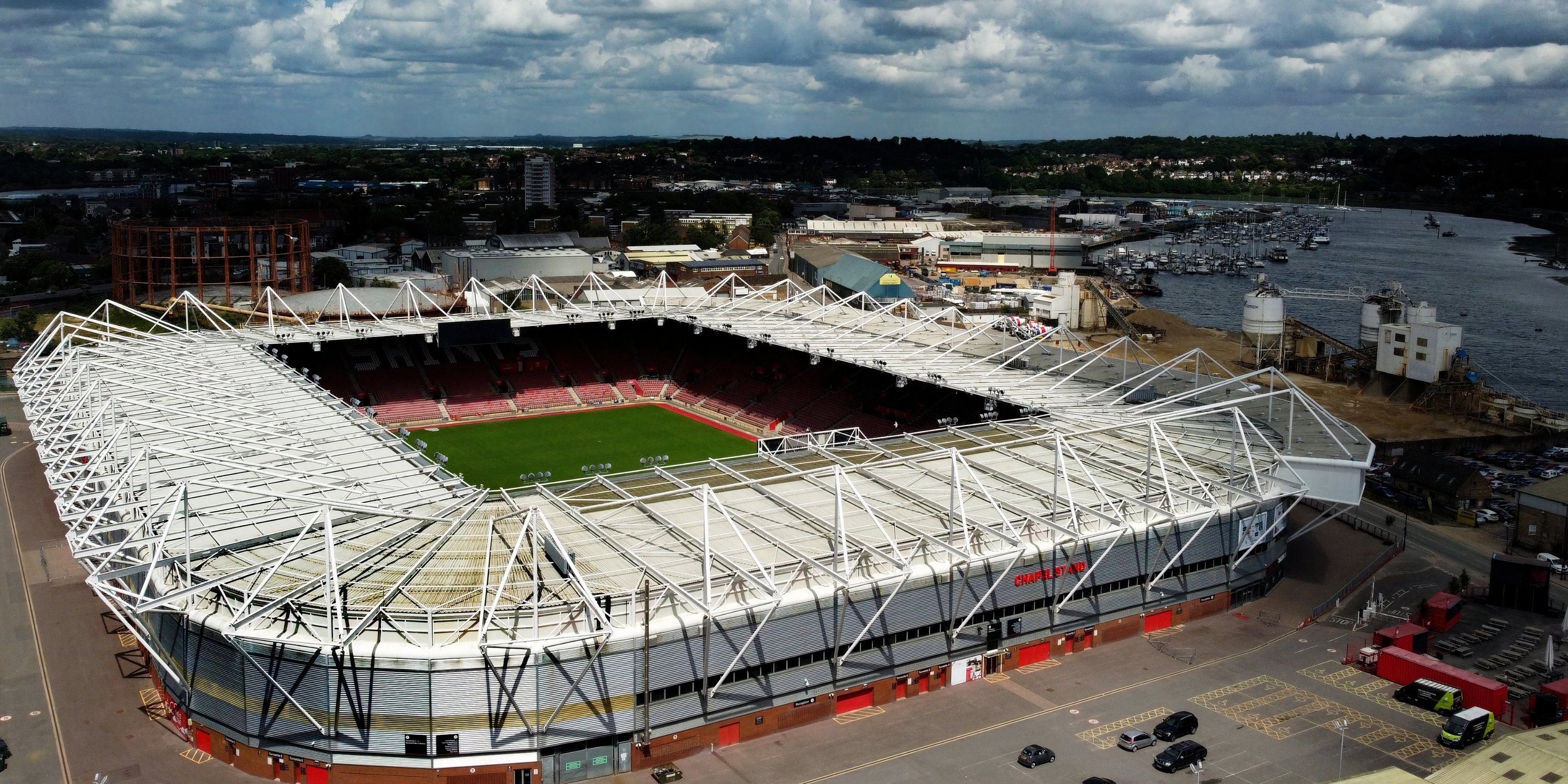 An aerial view of St.Mary's Stadium in Southampton.