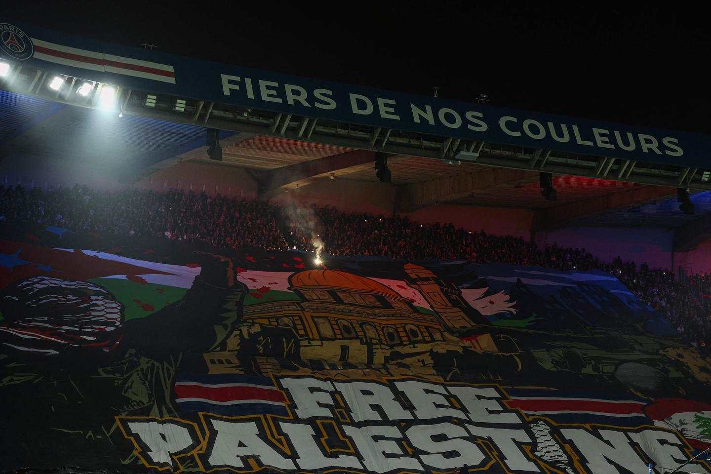 French interior minister denounces ‘Free Palestine’ banner at football match