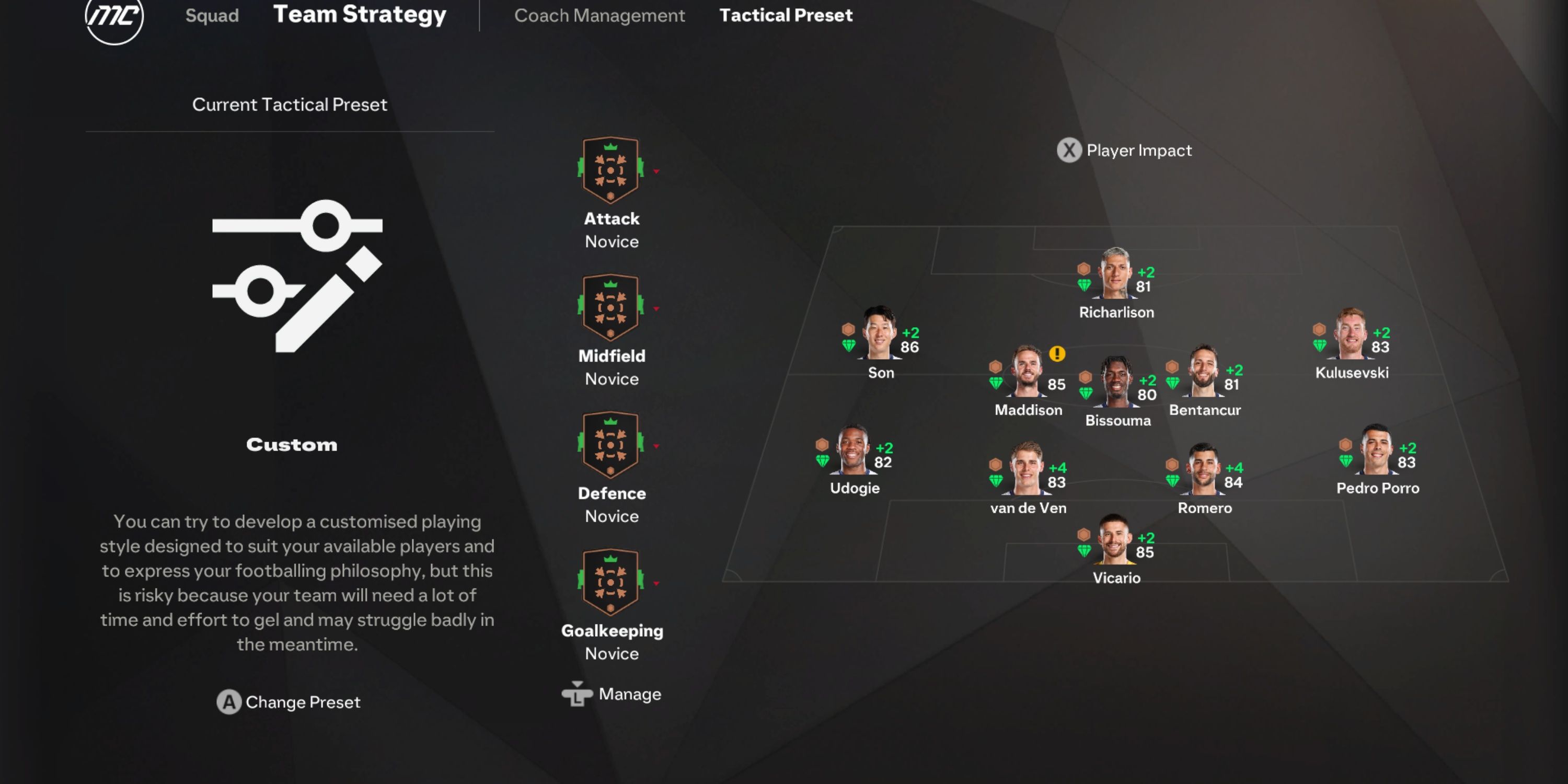 Tactical presets in EAFC 25