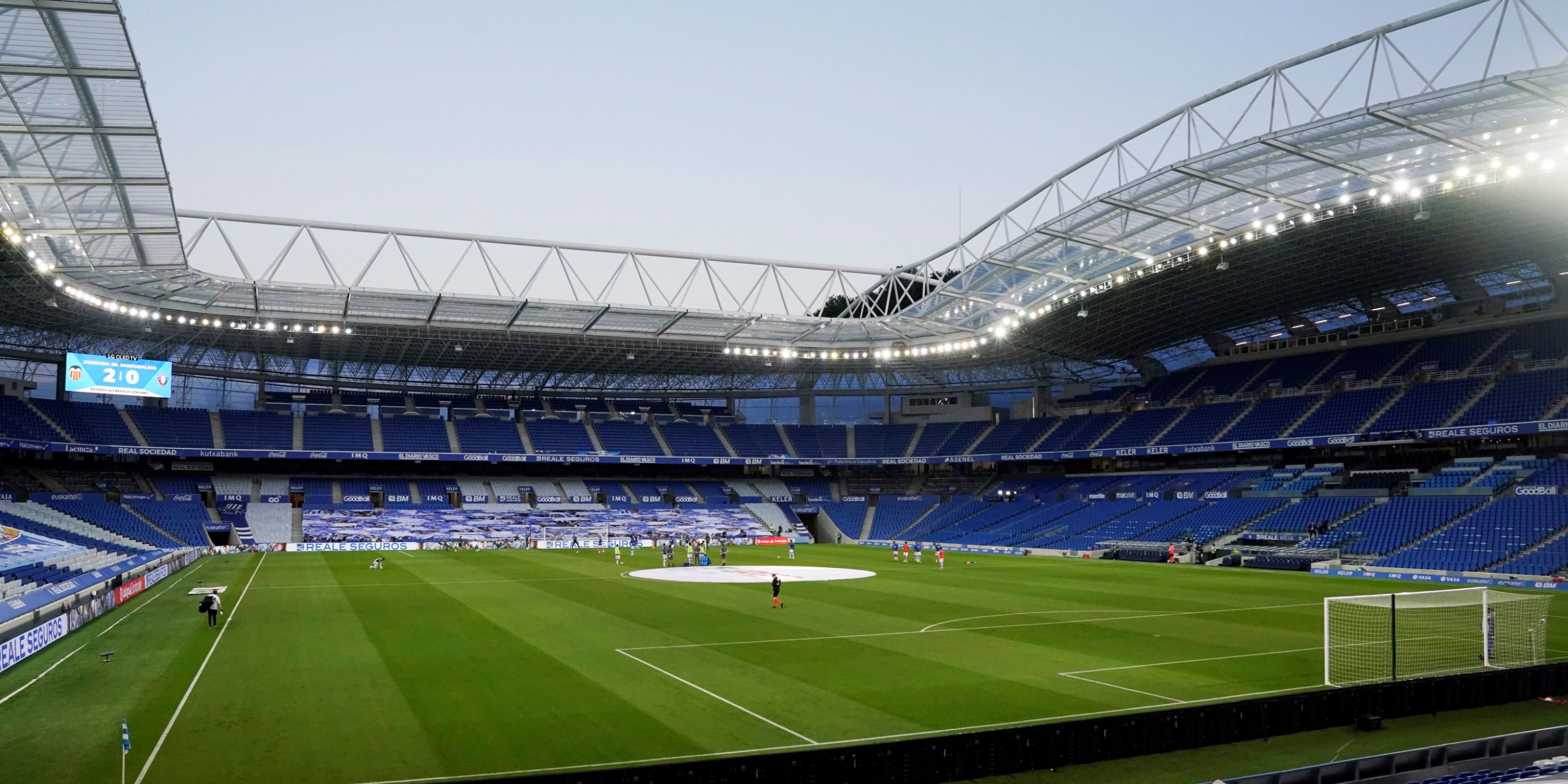 An inside view of Real Sociedad's stadium, the Reale Arena