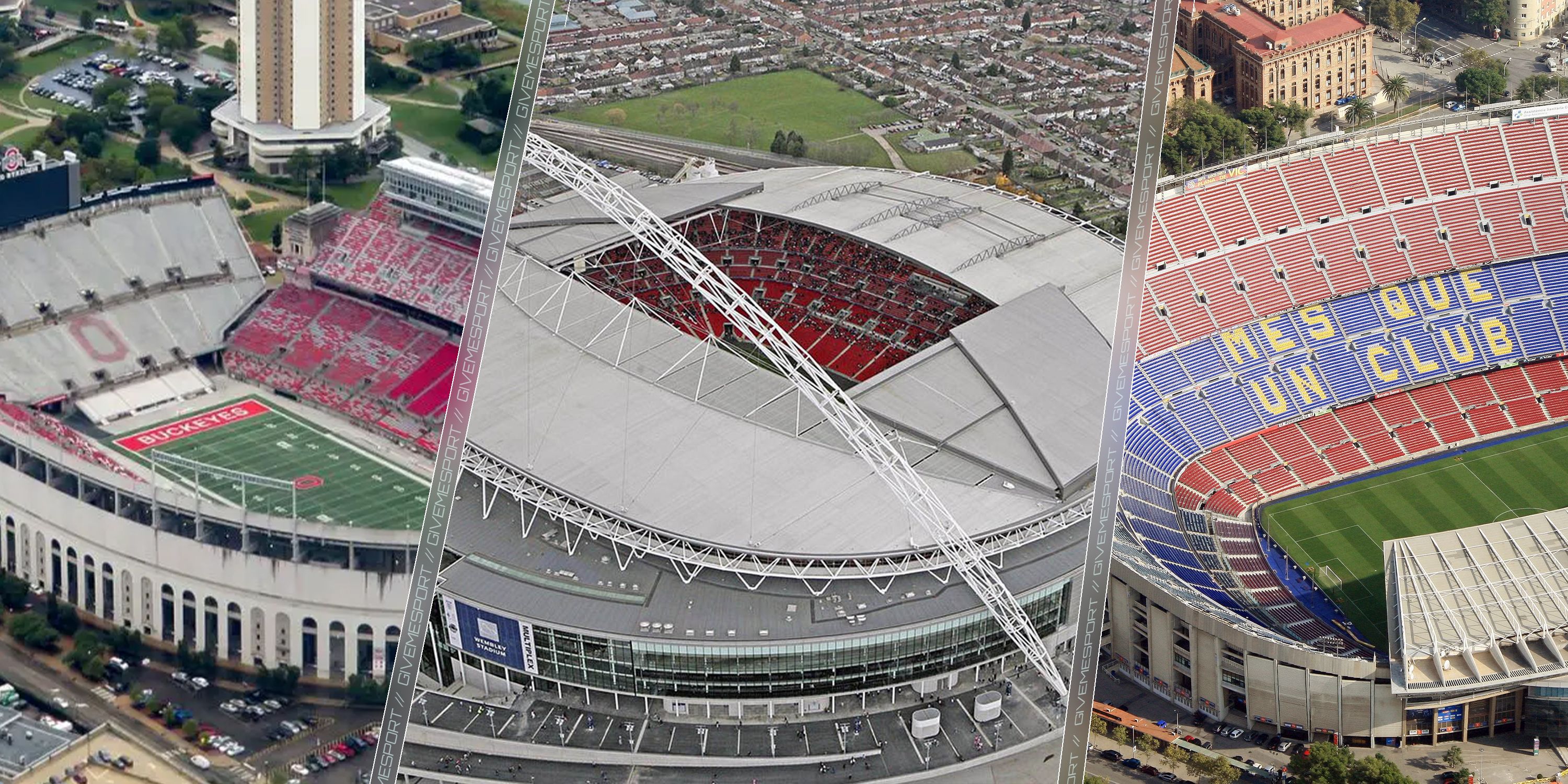 15 biggest stadiums in football featuring Ohio Stadium, Wembley Stadium and Camp Nou