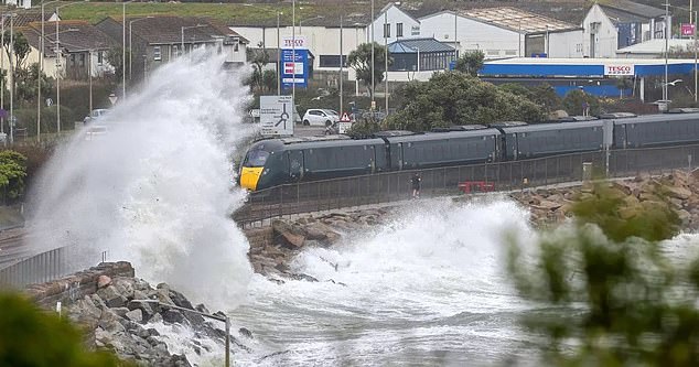 The Met Office has issued an 18-hour amber wind warning along the UK's west coast from South Ayrshire down to Cornwall (pictured) , as well as in Northern Ireland, will run on Saturday from 3am to 9pm.